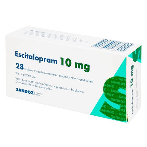 Escitalopram 10 Mg Sandoz Caja X 28 Tabletas Recubiertas Farmaexpress