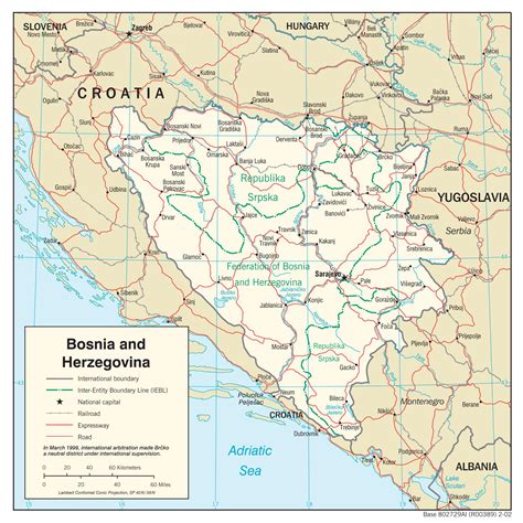 Bosna I Hercegovina Karta Bosna I Hercegovina Kartici Južna Europa