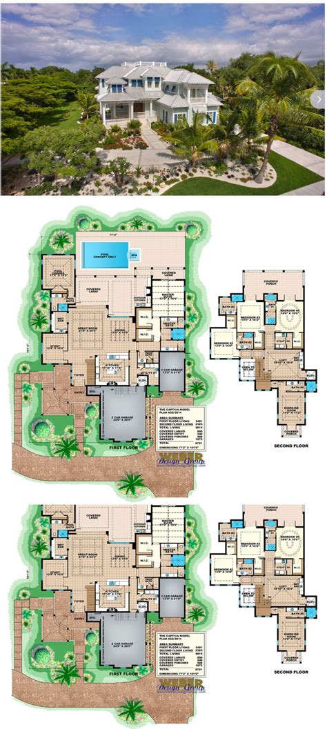 G2 5814 Captiva Two Story Waterfront House Plan With 5814 Square