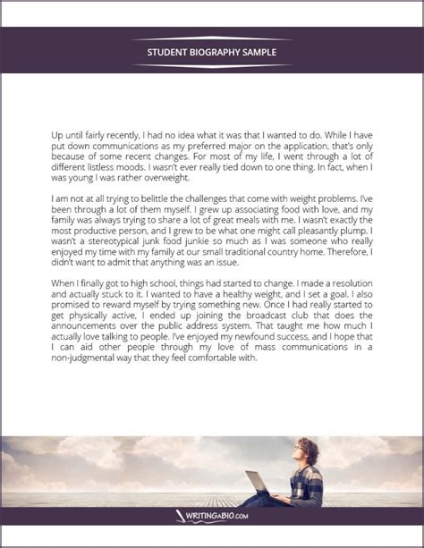 Student Biography Example Biography Template Artist Bio