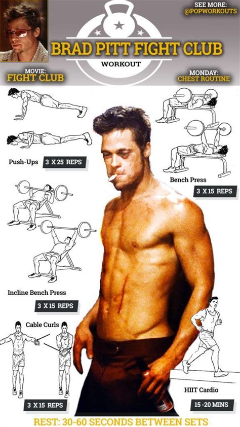 Brad Pitt Fight Club Body How To Get It Pop Workouts Fight Club Workout Pop Workouts