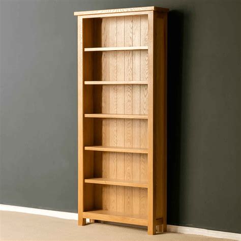 London Oak Large Bookcase Tall 180cm Solid Wooden Display Shelving