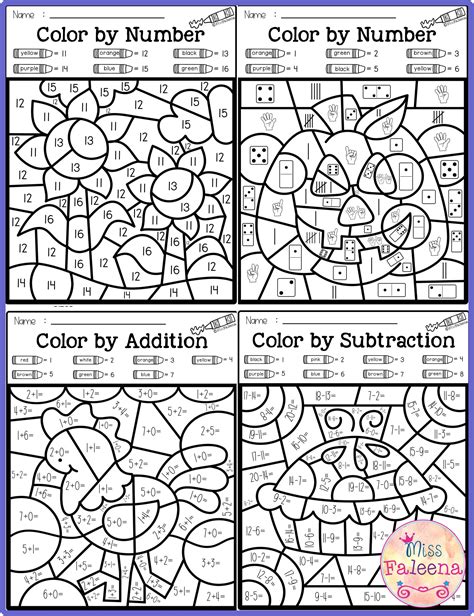 Fall Color Worksheets By Numbers