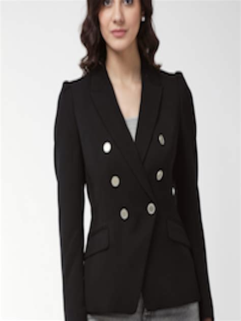 Buy Marks And Spencer Women Black Solid Double Breasted Blazer Blazers
