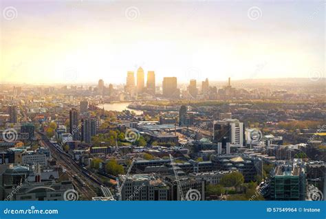 City Of London Panorama In Sunset Editorial Stock Image Image Of