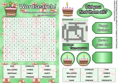 Birthday Wordsearch Card A5 CUP289384 172 Craftsuprint