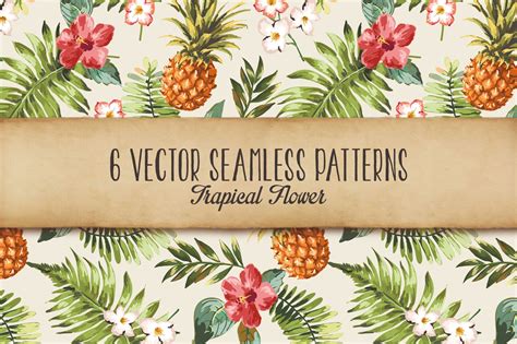 Exotic seamless tropical floral pattern vector background. Seamless tropical patterns Vol.2 ~ Graphic Patterns ...