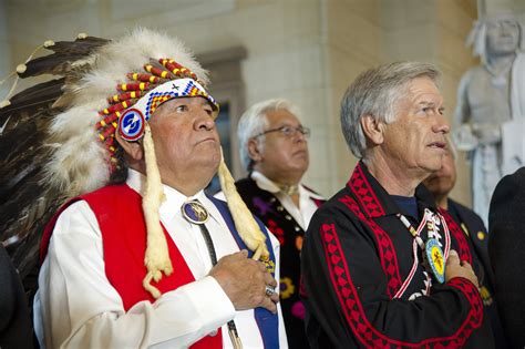 Native American Code Talkers Stand During A Ceremony In Which They
