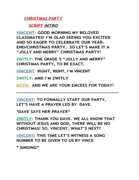Emcee Christmas Party Script Christmas Party Script Intro Vincent