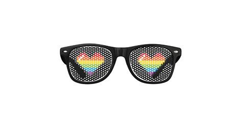 Pixel Rainbow Hearts Lgbt Pride Retro Sunglasses
