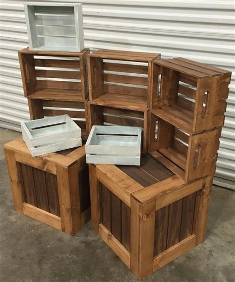 Rustic Wood Retail Store Product Display Fixtures And Shelving Crates