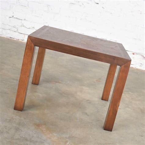 Vintage Modern Lane Solid Walnut Square Parsons Side Table W Inlay