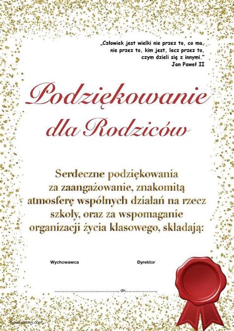 Podziękowanie Dla Rodziców Na Zakończenie Szkoły