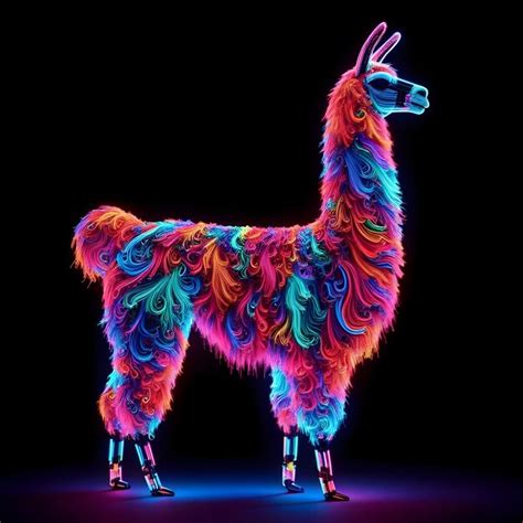 Premium Photo Colorful Neon Llama Silhouette Made Of Millions Of