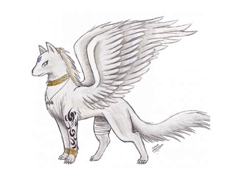 Blue Anime Wolves With Wings