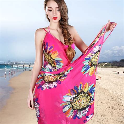 summer women beach cover up lady thin sexy swimsuit cover ups backless print sunscreen saida de