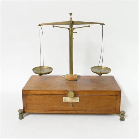 Antique Brass Balance Scales With Drawer And Trays Scales Sundries