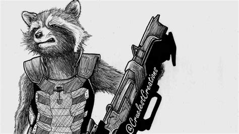 How To Draw Guardians Of The Galaxy 2 Rocket Raccoon Raccoon Drawing
