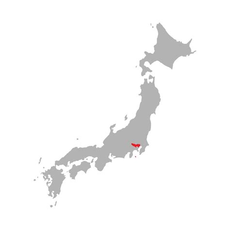 Tokyo Prefecture Highlighted On The Map Of Japan On White Background