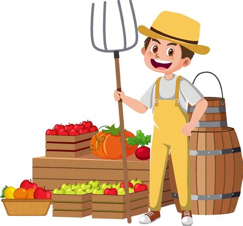 A Farmer Cartoon Character On White Background 5441641 Vector Art At