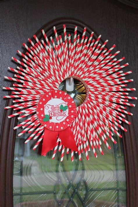 Christmas Wreath Paper Straw Wreath Merry Christmas Red And White
