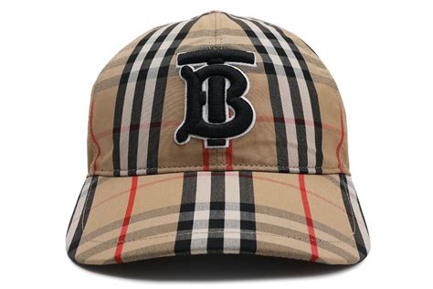 Burberry Vintage Check Cotton Baseball Cap Monogram Motif Beige In