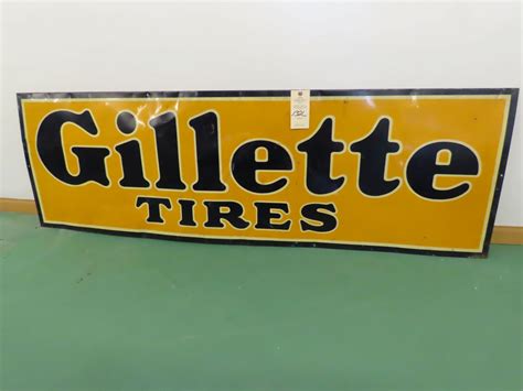 Lot 132l Gillette Tire Painted Tin Sign Vanderbrink Auctions