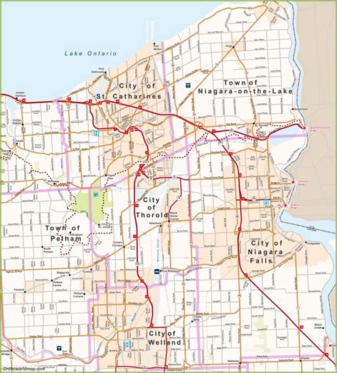 St Catharines Niagara Falls Area Road Map