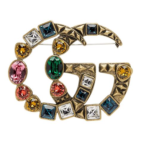Gucci Gold Marmont Brooch Crystal Brooch Jewelry Stores Womens