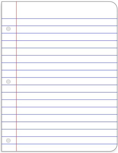 Templates are available in various types. Notebook Paper Template - ClipArt Best
