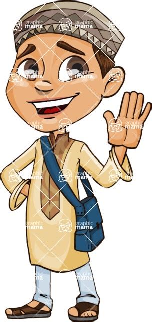 Muslim School Boy Cartoon Vector Character 112 Illustrations Hello