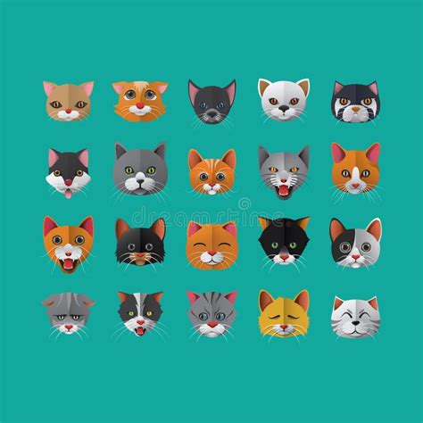 Set Of Cat Icons Vector Illustration Decorative Design Stock Vector