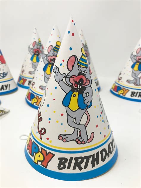 Vintage Chuck E Cheese Birthday Hat Lot 80s Party Supplies Etsy