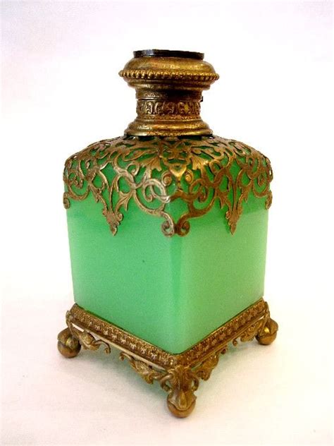 French 19th Century Green Opaline Glass Scent Bottle Perfume Bottles Vintage Perfume Bottles