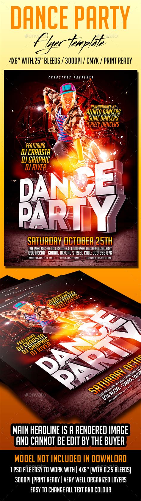 Dance Party Flyer Template By Crabsta52 Graphicriver