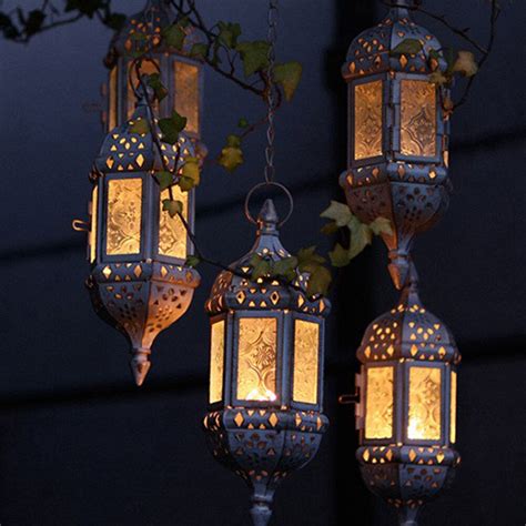 Glass Moroccan Lantern Tea Light Candle Style Holder Hanging Home Decor