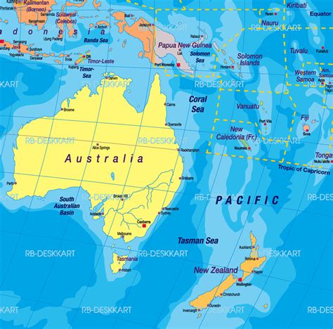 Australia New Zealand Map Travelsfinderscom