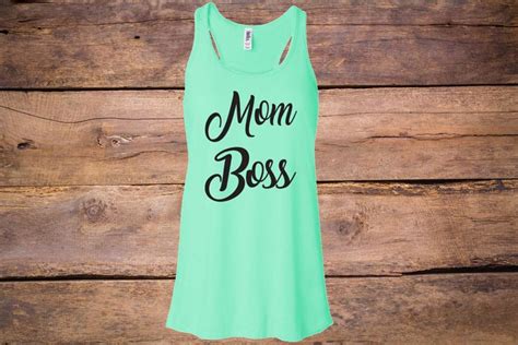 Mom Boss Womens Flowy Racerback Tank Top Etsyme2pcg8xr Clothing Black Beachtanktop
