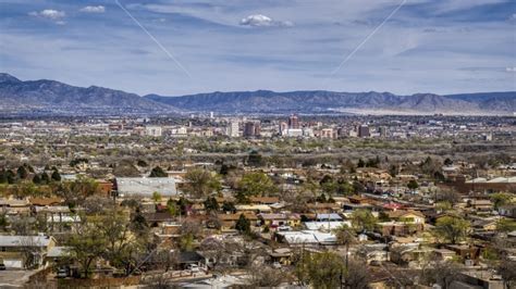 Suburban Homes With A View Of Downtown Albuquerque In The Distance New