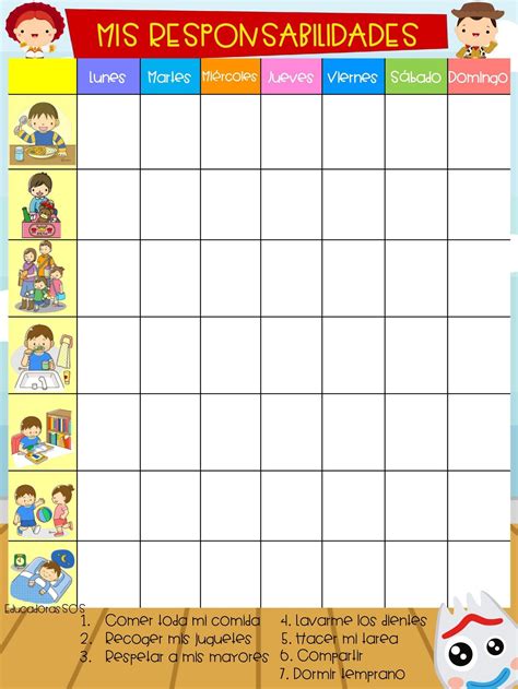Tabla De Recompensas Con Rutinas Diarias Para Imprimir Aprendiendo