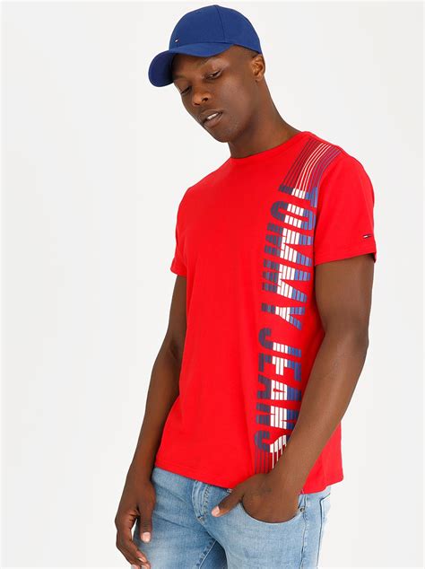vertical tee red tommy hilfiger t shirts and vests