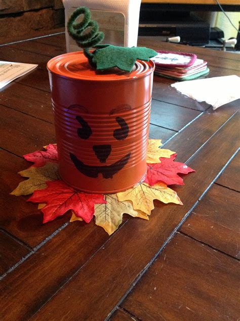 Tin Can Pumpkins Halloween Crafts Crafts Holiday