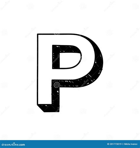 P Letter Hand Drawn Symbol Vector Illustration Of A Big English Letter