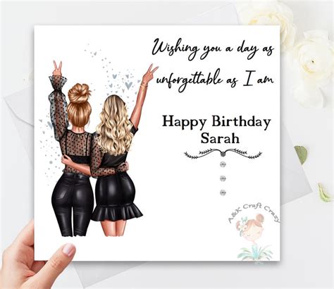 Birthday Card Womens Best Friend Handmade Personalised Etsy