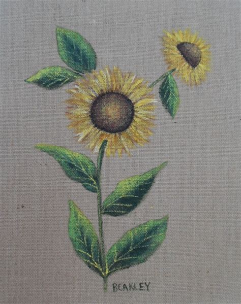 Sunflower Burlap Painting Sunflowers Hand Painted Sunflowers