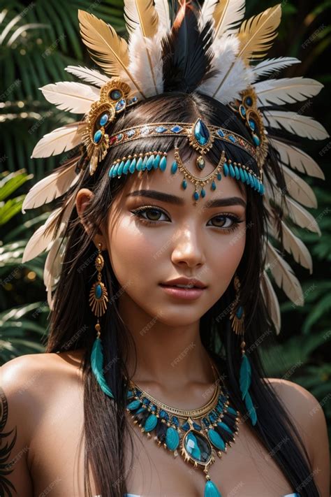 Premium Ai Image Beautiful Sexy Native American Woman In Traditional Tribal Costume