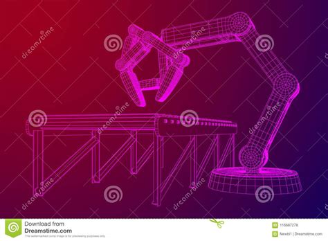 Vecteur Robotique De Convoyeur De Bras Et De Rouleau Illustration De