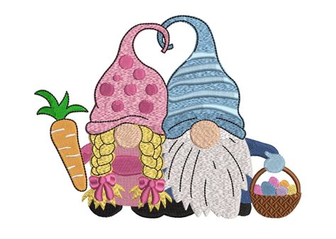 Happy Easter Gnome Couple Machine Embroidery Design Etsy