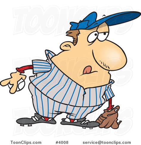 Cartoon Chubby Baseball Player 4008 By Ron Leishman