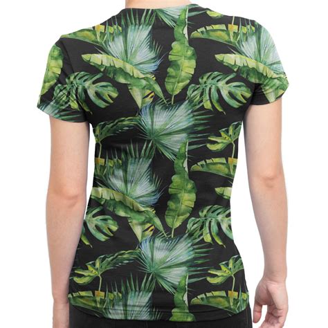 Camiseta Baby Look Feminina Folhas Tropicais Estampa Total Elo7